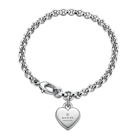 gucci trademark sterling silver heart motif bracelet|Gucci sterling silver heart necklace.